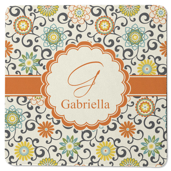 Swirls & Floral Square Coaster Rubber Back - Single
