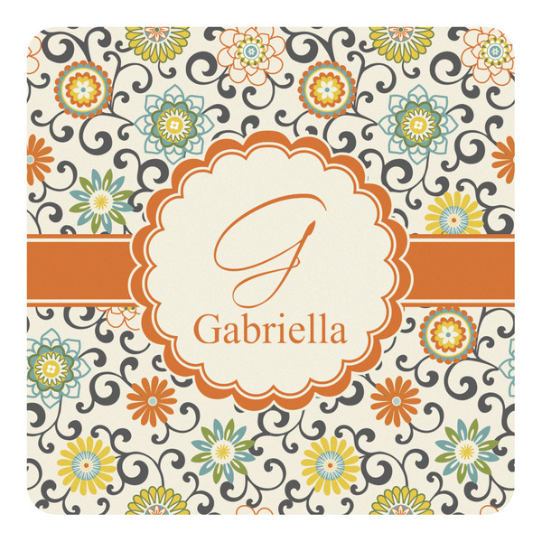 Custom Swirls & Floral Square Decal - Small (Personalized)