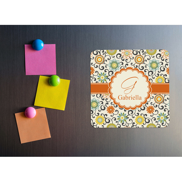 Swirls & Floral Square Fridge Magnet - LIFESTYLE