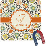 Swirls & Floral Square Fridge Magnet (Personalized)
