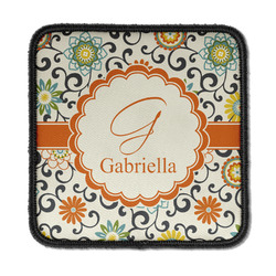 Swirls & Floral Iron On Square Patch w/ Name and Initial