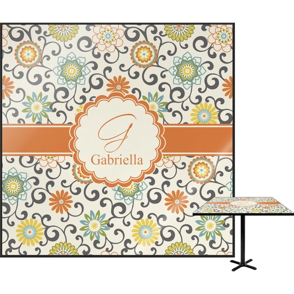 Custom Swirls & Floral Square Table Top - 30" (Personalized)