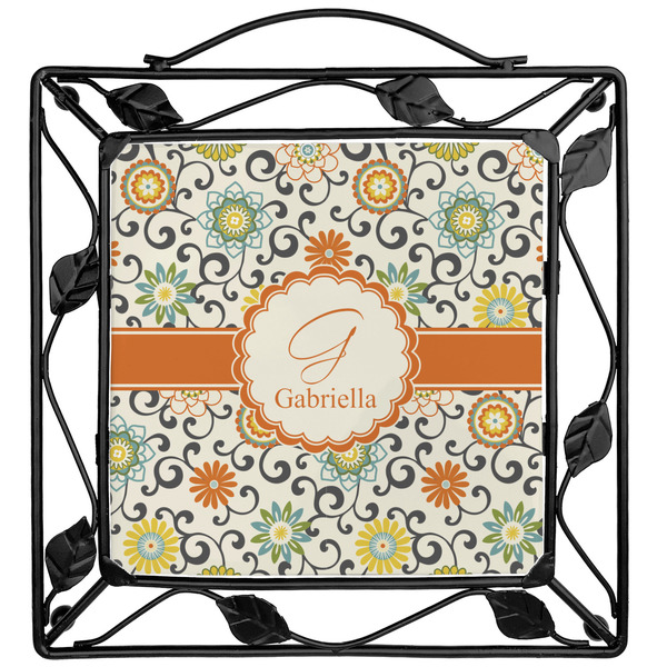 Custom Swirls & Floral Square Trivet (Personalized)