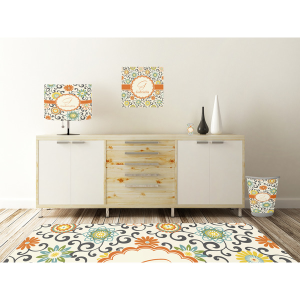 Swirls & Floral Square Wall Decal Wooden Desk