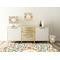 Swirls & Floral Square Wall Decal Wooden Desk