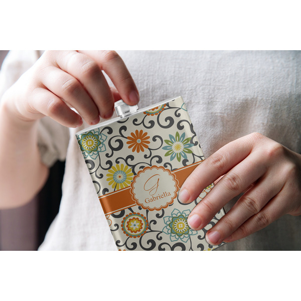 Swirls & Floral Stainless Steel Flask - LIFESTYLE 1