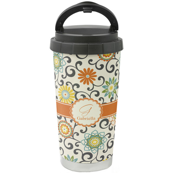 Custom Swirls & Floral Stainless Steel Coffee Tumbler (Personalized)