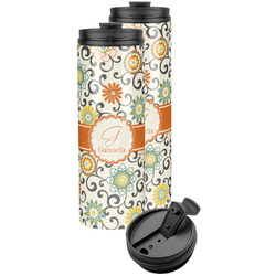 Swirls & Floral Stainless Steel Skinny Tumbler (Personalized)