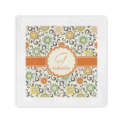 Swirls & Floral Cocktail Napkins (Personalized)