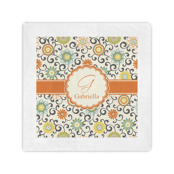 Custom Swirls & Floral Cocktail Napkins (Personalized)