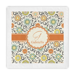 Swirls & Floral Decorative Paper Napkins (Personalized)