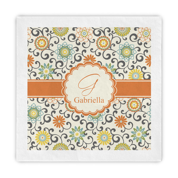 Custom Swirls & Floral Decorative Paper Napkins (Personalized)
