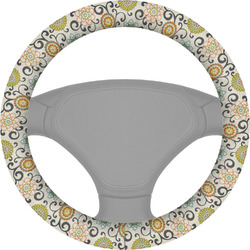 Swirls & Floral Steering Wheel Cover (Personalized)