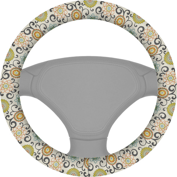 Custom Swirls & Floral Steering Wheel Cover