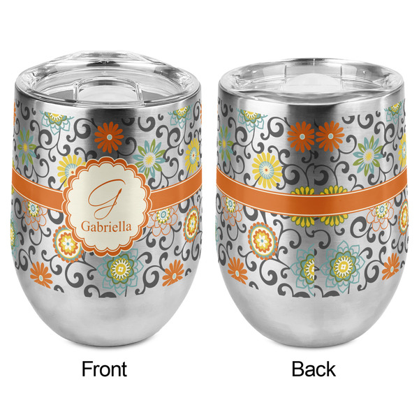 Swirls & Floral Stemless Wine Tumbler - Full Print - Approval