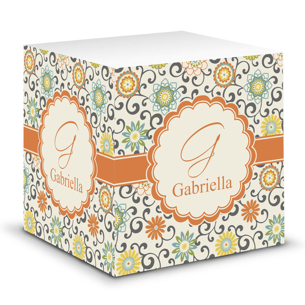 Custom Swirls & Floral Sticky Note Cube (Personalized)