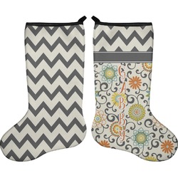 Swirls & Floral Holiday Stocking - Double-Sided - Neoprene (Personalized)