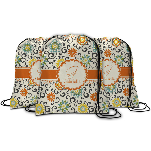Swirls & Floral String Backpack - MAIN