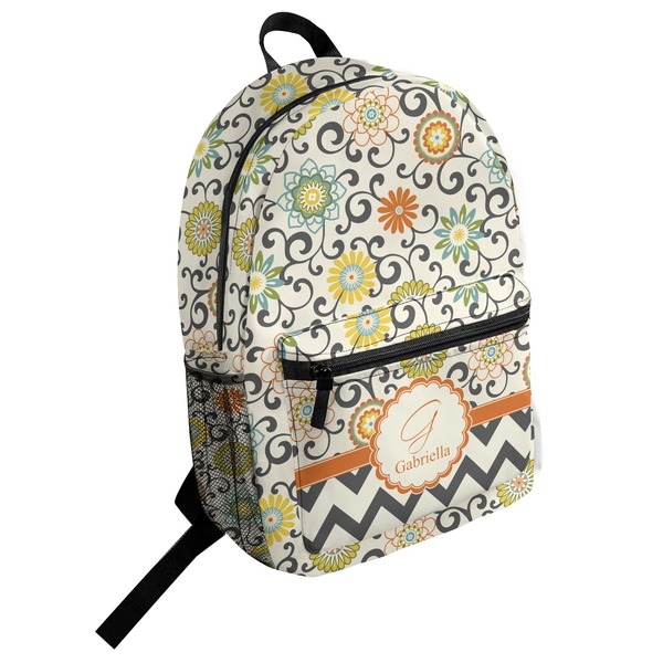 Custom Swirls & Floral Student Backpack (Personalized)