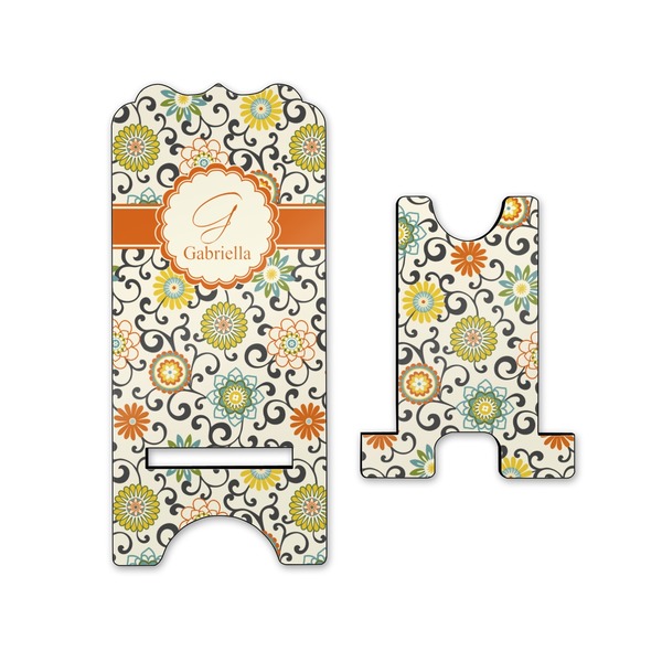 Swirls & Floral Stylized Phone Stand - Front & Back - Small