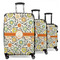Swirls & Floral 3 Piece Luggage Set - 20" Carry On, 24" Medium Checked, 28" Large Checked (Personalized)