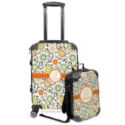 Swirls & Floral Kids 2-Piece Luggage Set - Suitcase & Backpack (Personalized)