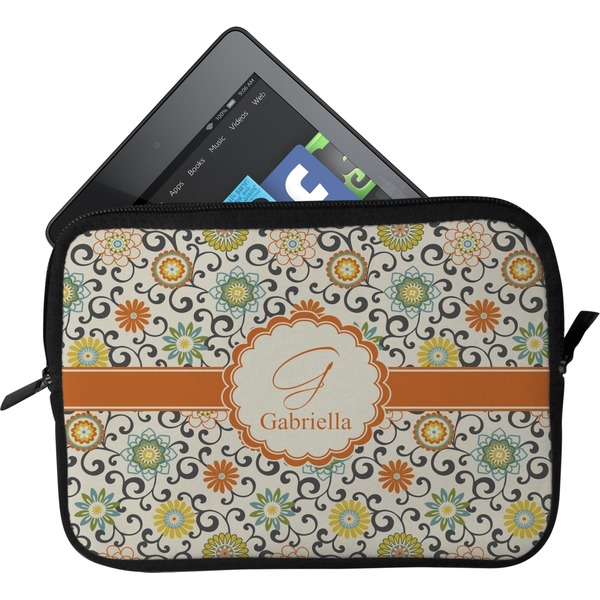 Custom Swirls & Floral Tablet Case / Sleeve - Small (Personalized)