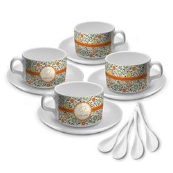 Swirls & Floral Tea Cup - Set of 4 (Personalized)