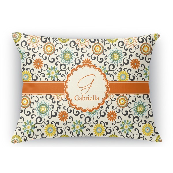Custom Swirls & Floral Rectangular Throw Pillow Case (Personalized)