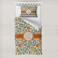 Swirls & Floral Toddler Bedding w/ Name and Initial