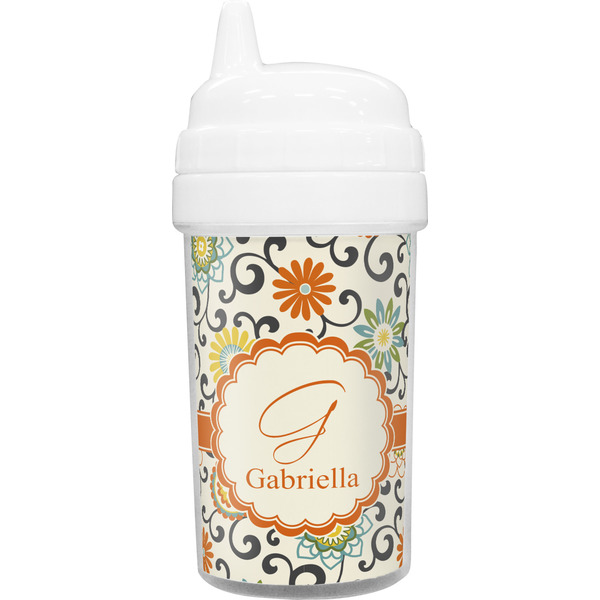 Custom Swirls & Floral Sippy Cup (Personalized)