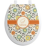 Swirls & Floral Toilet Seat Decal (Personalized)