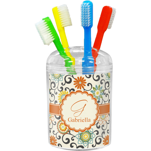 Custom Swirls & Floral Toothbrush Holder (Personalized)