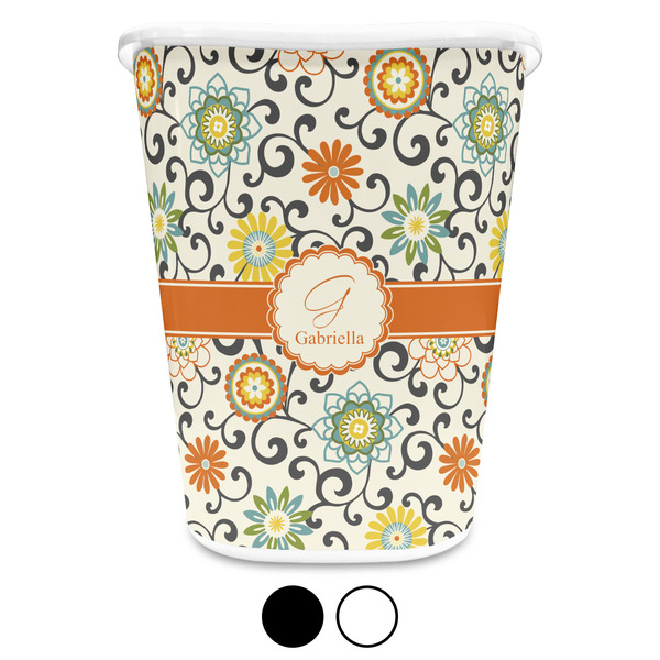 Swirls & Floral Custom Waste Basket