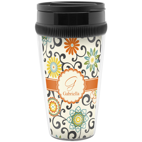 Custom Swirls & Floral Acrylic Travel Mug without Handle (Personalized)