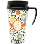 Swirls & Floral Acrylic Travel Mug with Handle (Personalized)