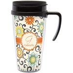 Swirls & Floral Acrylic Travel Mug with Handle (Personalized)