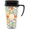 Swirls & Floral Travel Mug with Black Handle - Front