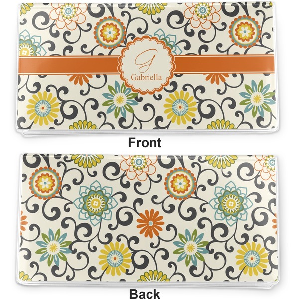 Swirls & Floral Vinyl Check Book Cover - Front and Back
