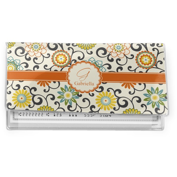 Custom Swirls & Floral Vinyl Checkbook Cover (Personalized)