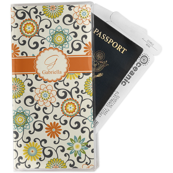 Custom Swirls & Floral Travel Document Holder
