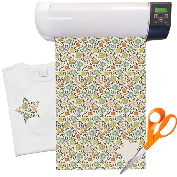 Custom Swirls & Floral Heat Transfer Vinyl Sheet (12"x18")