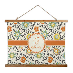 Swirls & Floral Wall Hanging Tapestry - Wide (Personalized)