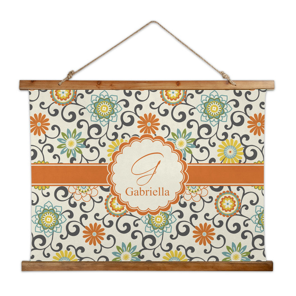 Custom Swirls & Floral Wall Hanging Tapestry - Wide (Personalized)