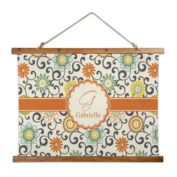 Custom Swirls & Floral Wall Hanging Tapestry - Wide (Personalized)