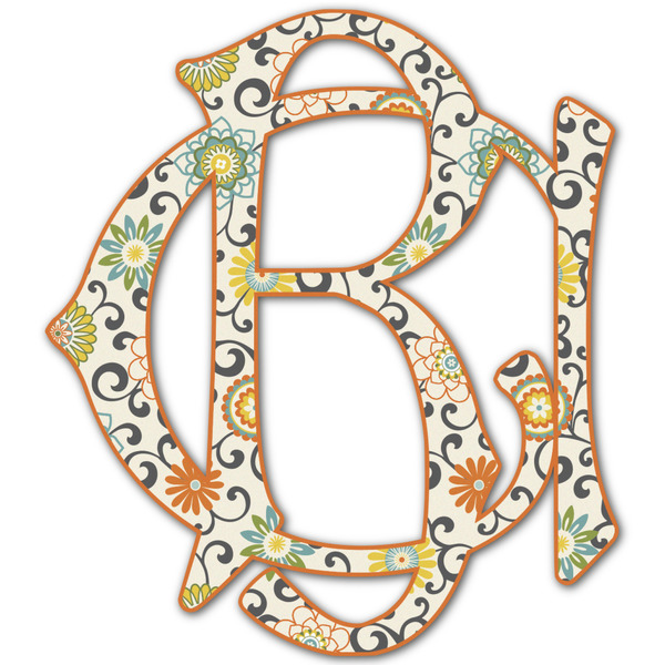 Custom Swirls & Floral Monogram Decal - Large (Personalized)
