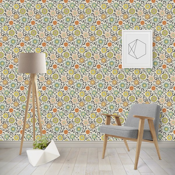 Custom Swirls & Floral Wallpaper & Surface Covering (Peel & Stick - Repositionable)