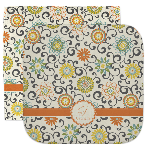Custom Swirls & Floral Facecloth / Wash Cloth (Personalized)