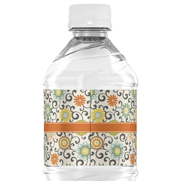 Swirls & Floral Water Bottle Label - Back View