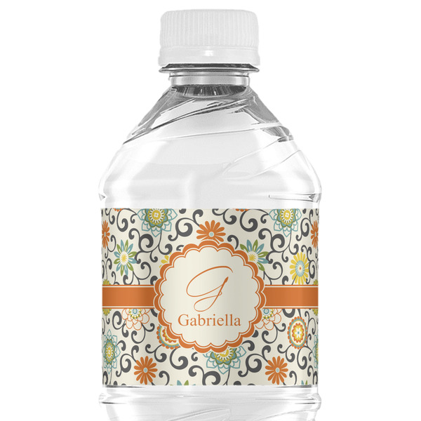 Custom Swirls & Floral Water Bottle Labels - Custom Sized (Personalized)